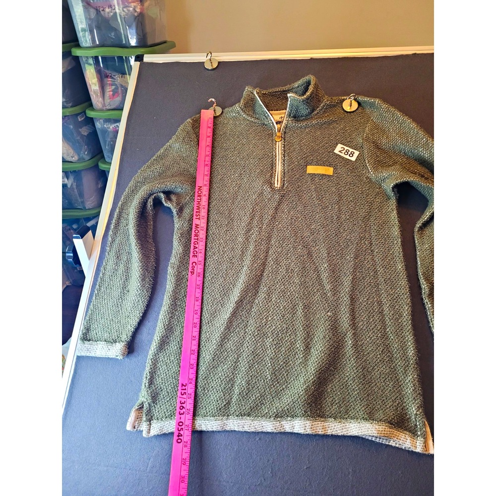 Jadelynn Brooke Green Waffle Knit 1/4 Zip Sweatshirt Women's M Mock Neck